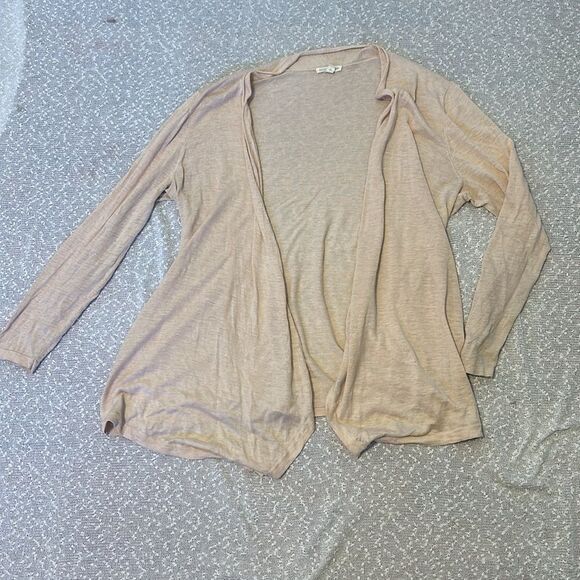 EILEEN FISHER Open Drape Front Silk Linen Peach Cardigan Sweater XL - Picture 2 of 8